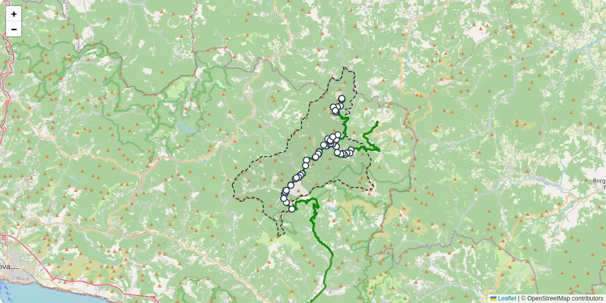 Mappa dettagliata del trasporto pubblico a Rezzoaglio con linee autobus, tram e collegamenti