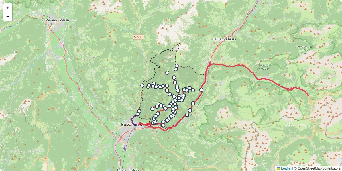 Mappa dettagliata del trasporto pubblico a Ritten - Renon con linee autobus, tram e collegamenti