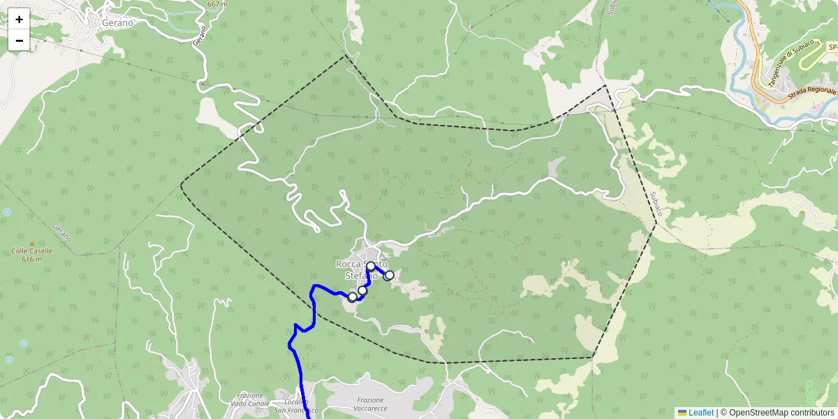 Mappa dettagliata del trasporto pubblico a Rocca Santo Stefano con linee autobus, tram e collegamenti