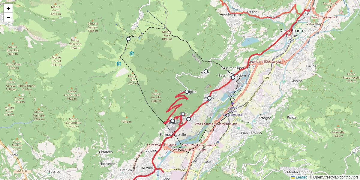 Mappa dettagliata del trasporto pubblico a Rogno con linee autobus, tram e collegamenti