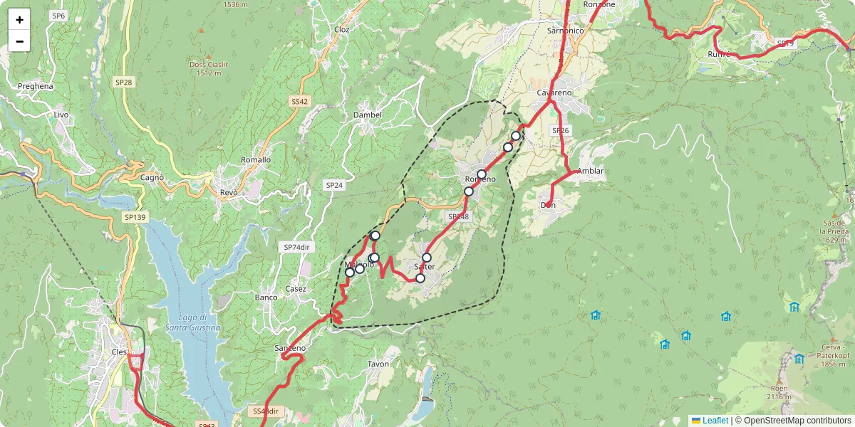 Mappa dettagliata del trasporto pubblico a Romeno con linee autobus, tram e collegamenti