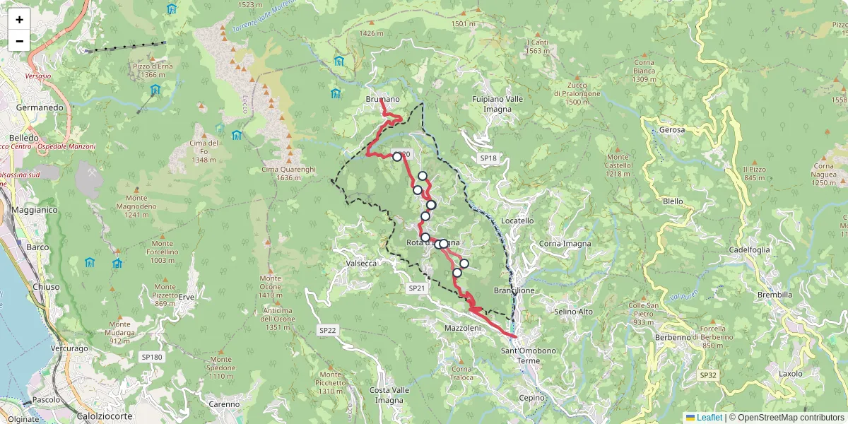 Mappa dettagliata del trasporto pubblico a Rota d'Imagna con linee autobus, tram e collegamenti