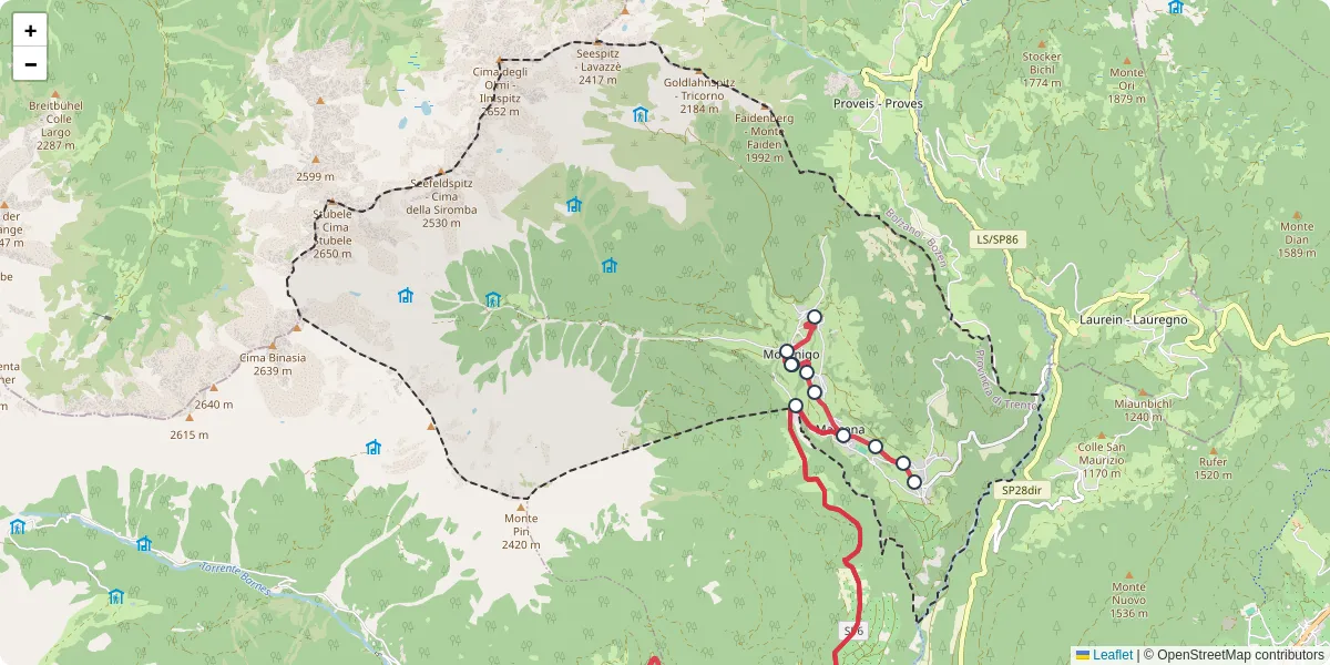 Mappa dettagliata del trasporto pubblico a Rumo con linee autobus, tram e collegamenti