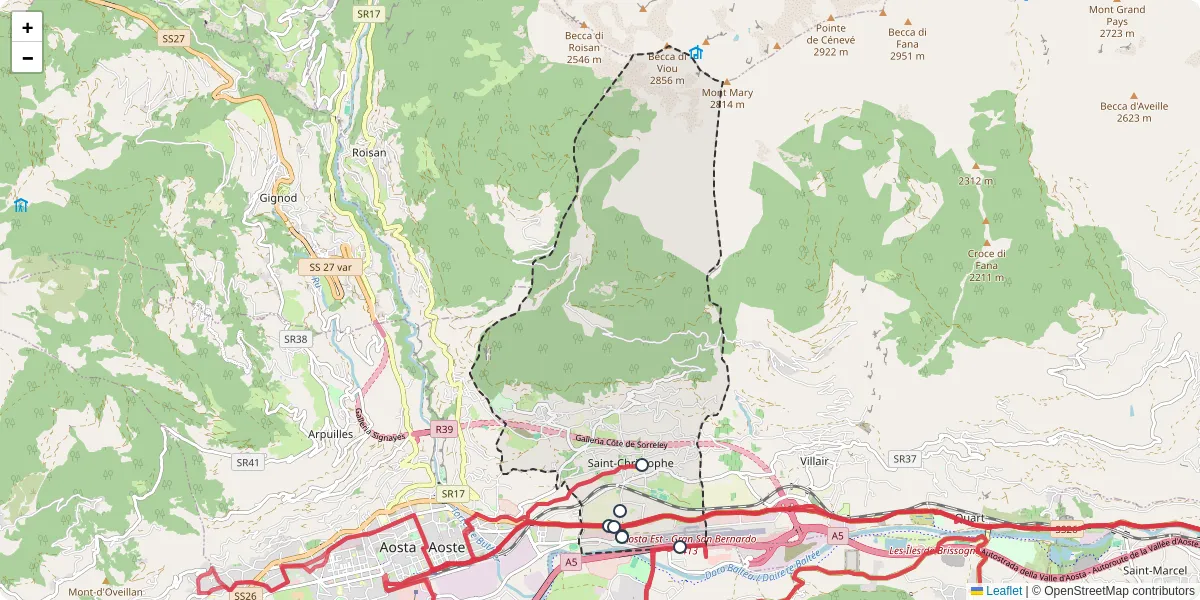 Mappa dettagliata del trasporto pubblico a Saint-Christophe con linee autobus, tram e collegamenti