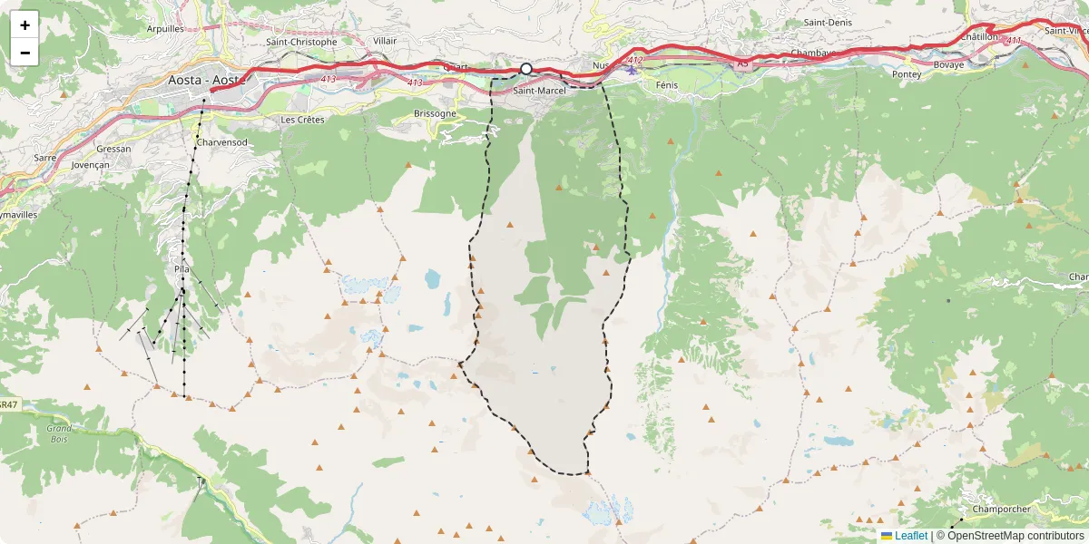 Mappa dettagliata del trasporto pubblico a Saint-Marcel con linee autobus, tram e collegamenti