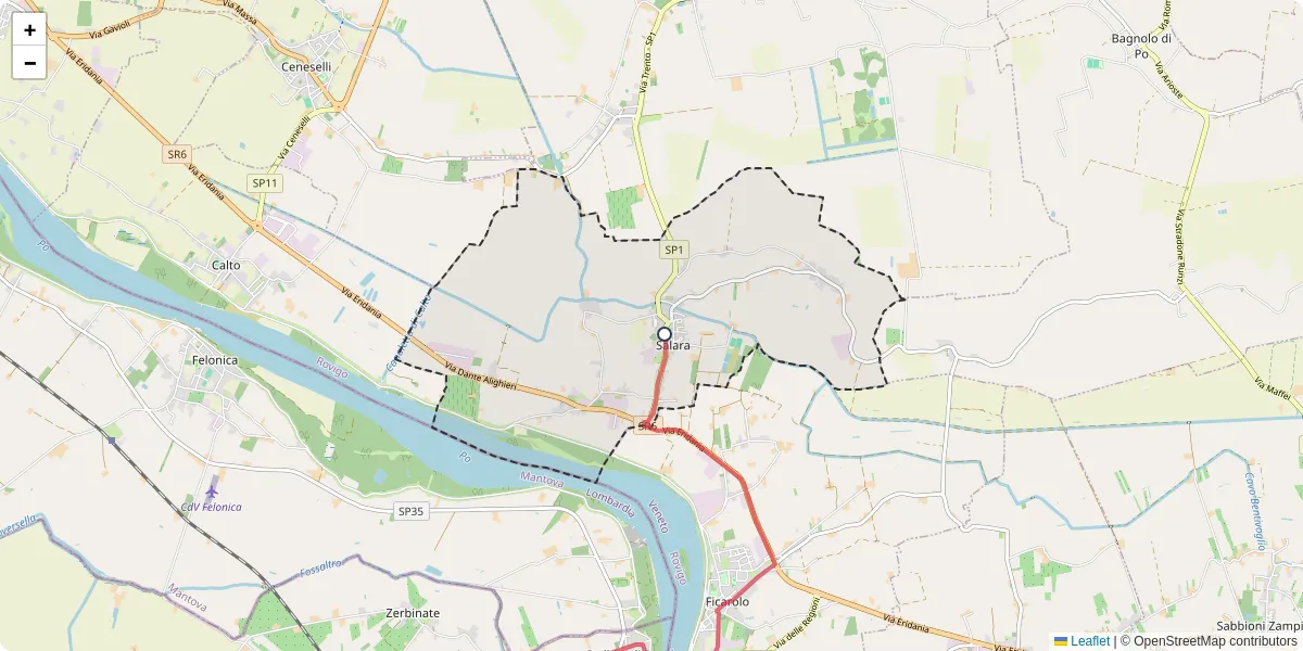 Mappa dettagliata del trasporto pubblico a Salara con linee autobus, tram e collegamenti