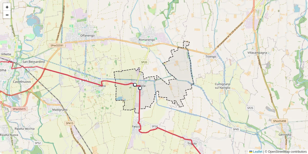 Mappa dettagliata del trasporto pubblico a Salvirola con linee autobus, tram e collegamenti
