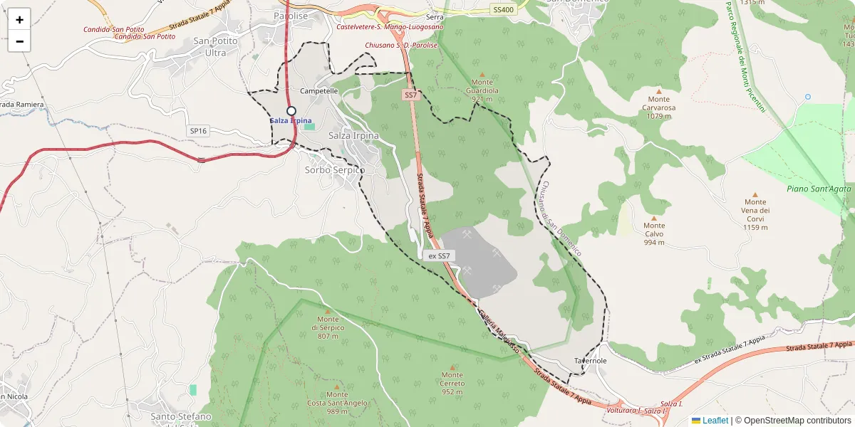 Mappa dettagliata del trasporto pubblico a Salza Irpina con linee autobus, tram e collegamenti