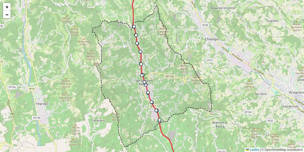 Mappa dettagliata del trasporto pubblico a San Giovanni Ilarione con linee autobus, tram e collegamenti