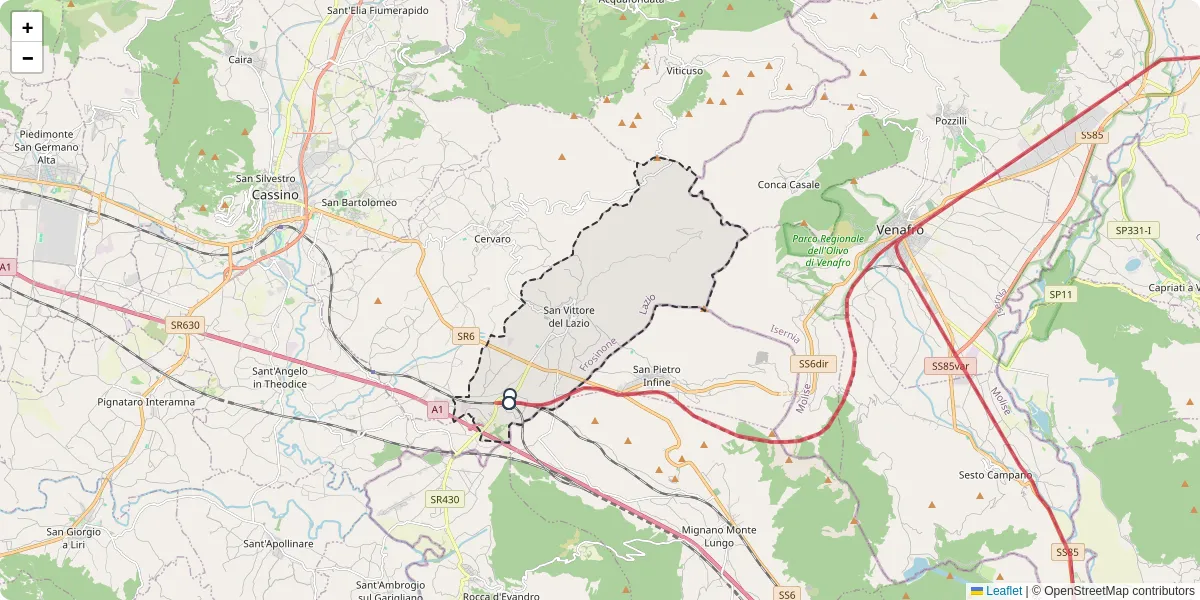 Mappa dettagliata del trasporto pubblico a San Vittore del Lazio con linee autobus, tram e collegamenti