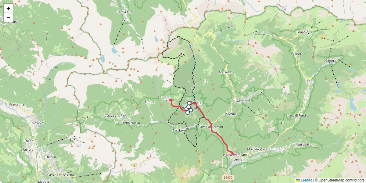 Mappa dettagliata del trasporto pubblico a Santa Brigida con linee autobus, tram e collegamenti