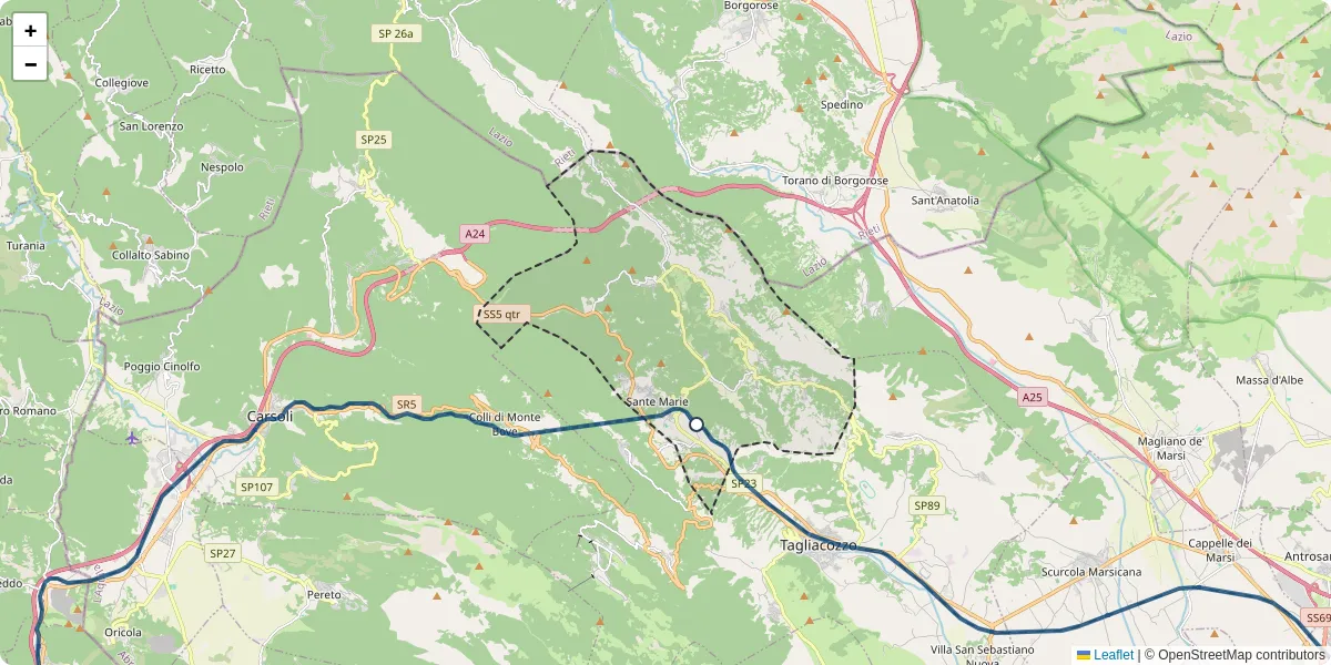 Mappa dettagliata del trasporto pubblico a Sante Marie con linee autobus, tram e collegamenti