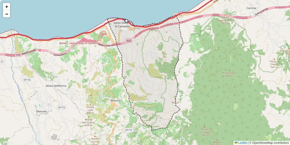 Mappa dettagliata del trasporto pubblico a Santo Stefano di Camastra con linee autobus, tram e collegamenti