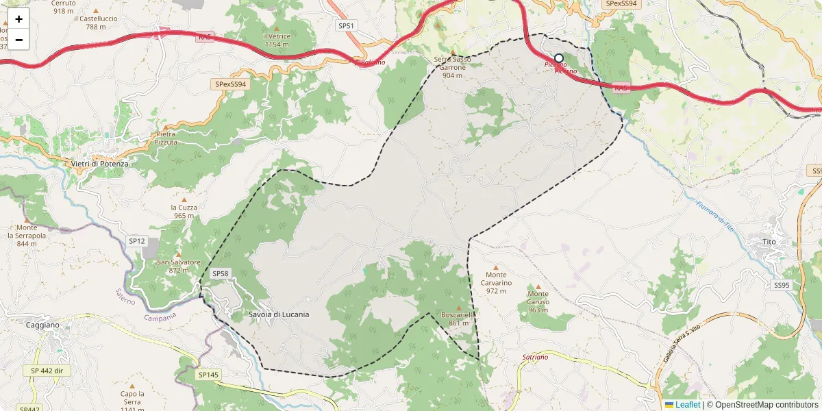 Mappa dettagliata del trasporto pubblico a Savoia di Lucania con linee autobus, tram e collegamenti