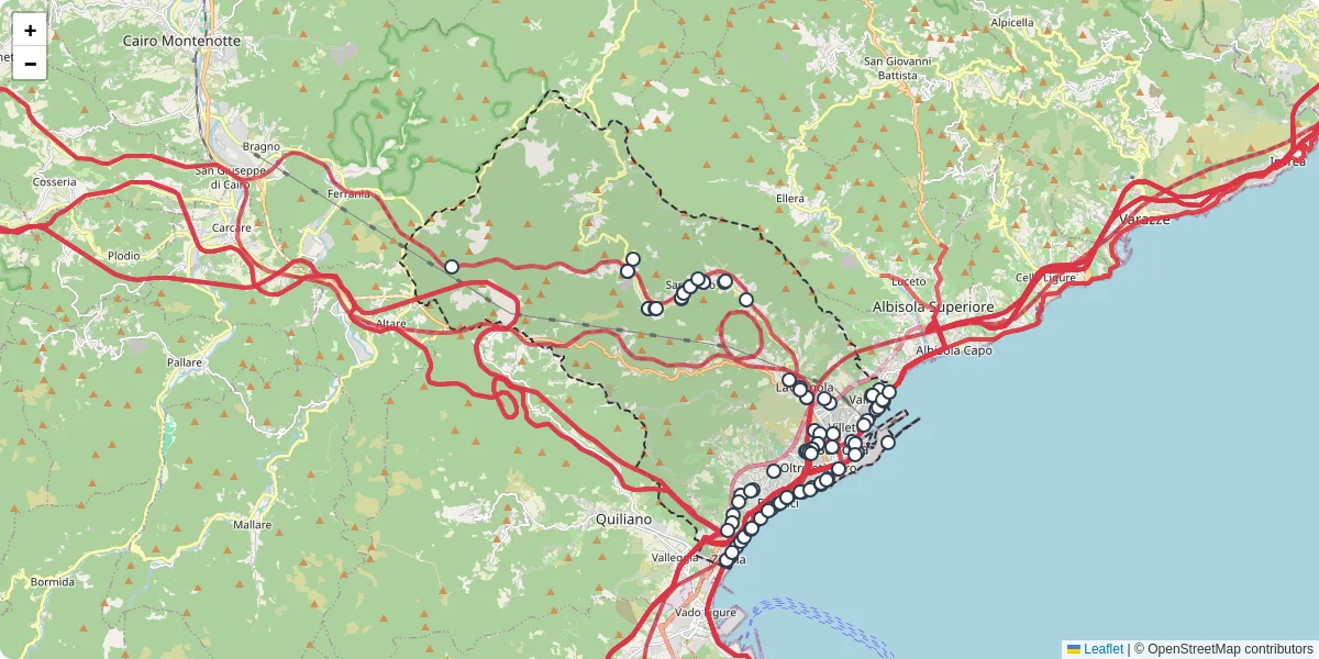 Mappa dettagliata del trasporto pubblico a Savona con linee autobus, tram e collegamenti