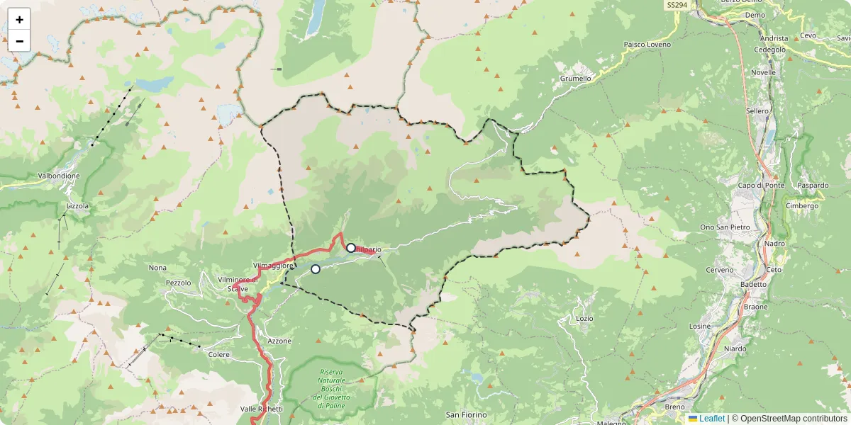 Mappa dettagliata del trasporto pubblico a Schilpario con linee autobus, tram e collegamenti