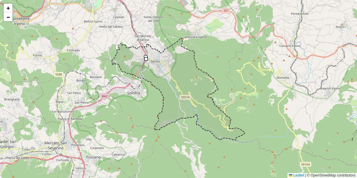 Mappa dettagliata del trasporto pubblico a Serino con linee autobus, tram e collegamenti