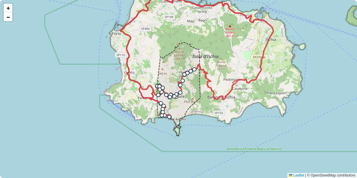 Mappa dettagliata del trasporto pubblico a Serrara Fontana con linee autobus, tram e collegamenti