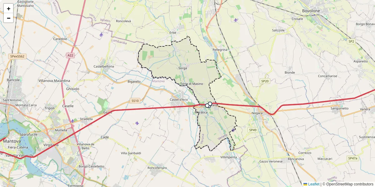 Mappa dettagliata del trasporto pubblico a Sorgà con linee autobus, tram e collegamenti