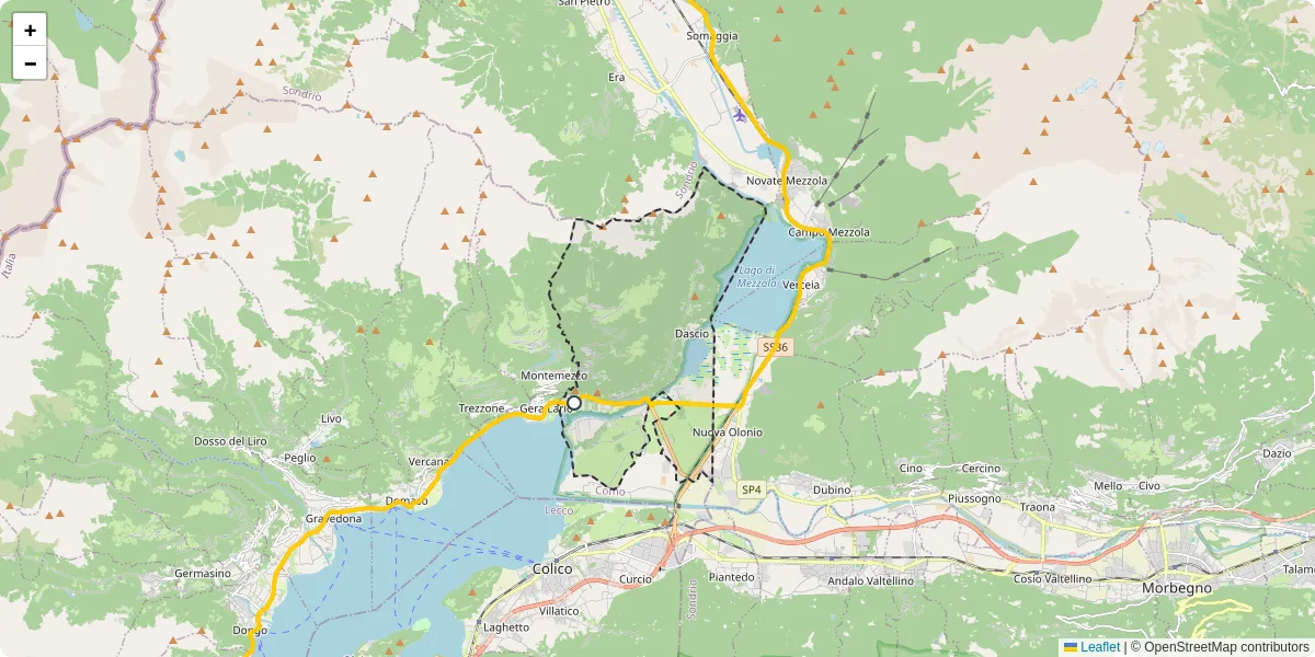 Mappa dettagliata del trasporto pubblico a Sorico con linee autobus, tram e collegamenti