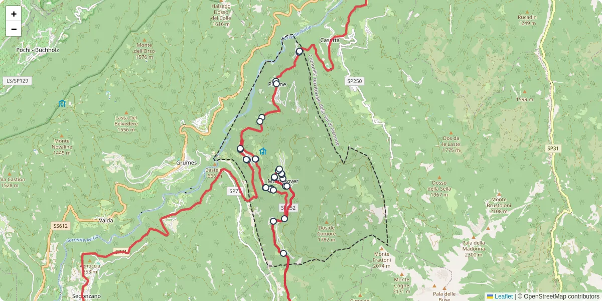 Mappa dettagliata del trasporto pubblico a Sover con linee autobus, tram e collegamenti