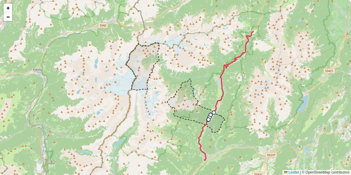 Mappa dettagliata del trasporto pubblico a Spiazzo con linee autobus, tram e collegamenti