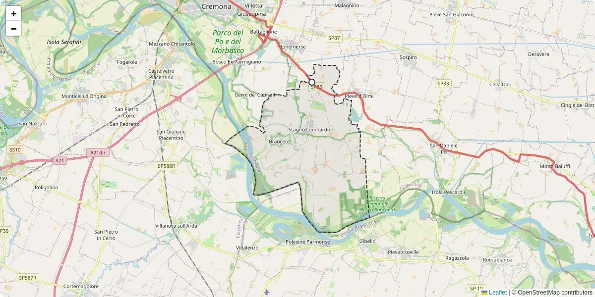 Mappa dettagliata del trasporto pubblico a Stagno Lombardo con linee autobus, tram e collegamenti