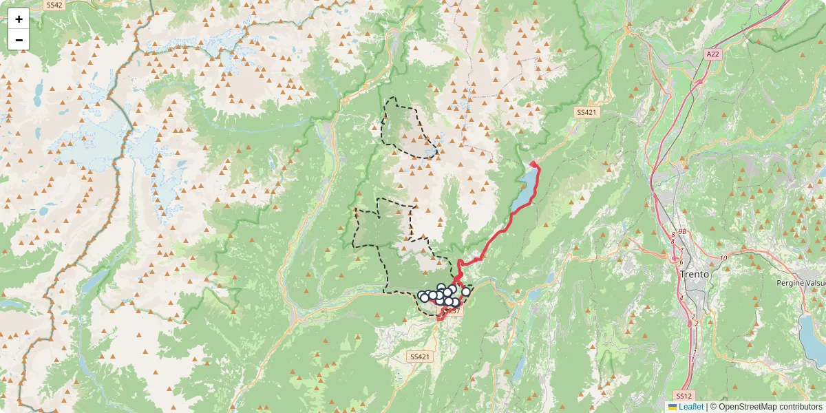 Mappa dettagliata del trasporto pubblico a Stenico con linee autobus, tram e collegamenti