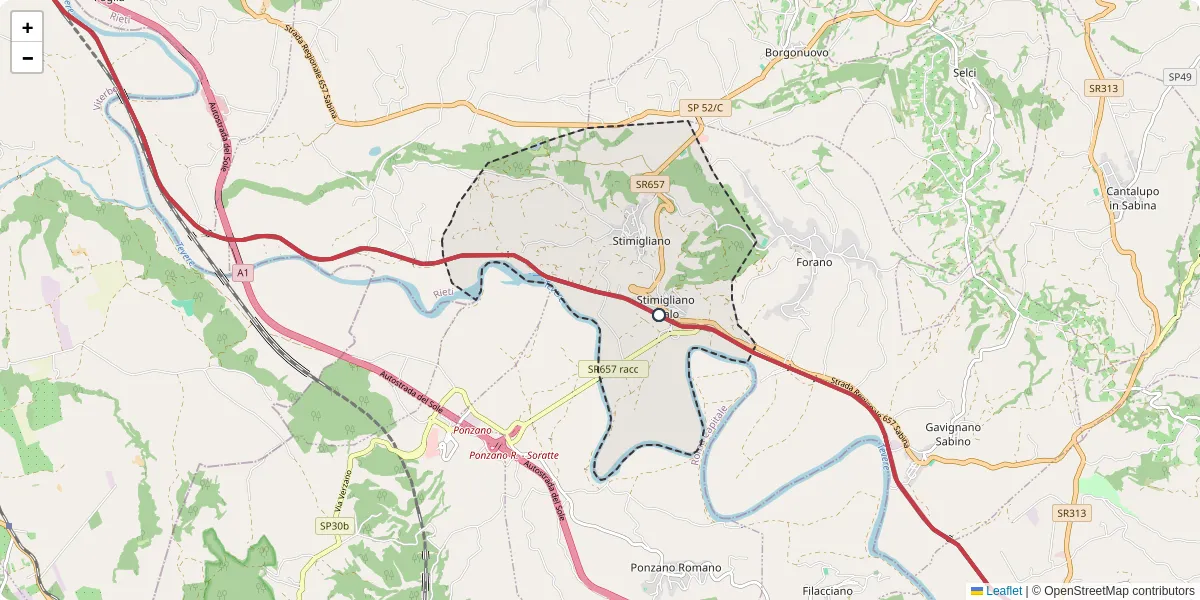 Mappa dettagliata del trasporto pubblico a Stimigliano con linee autobus, tram e collegamenti