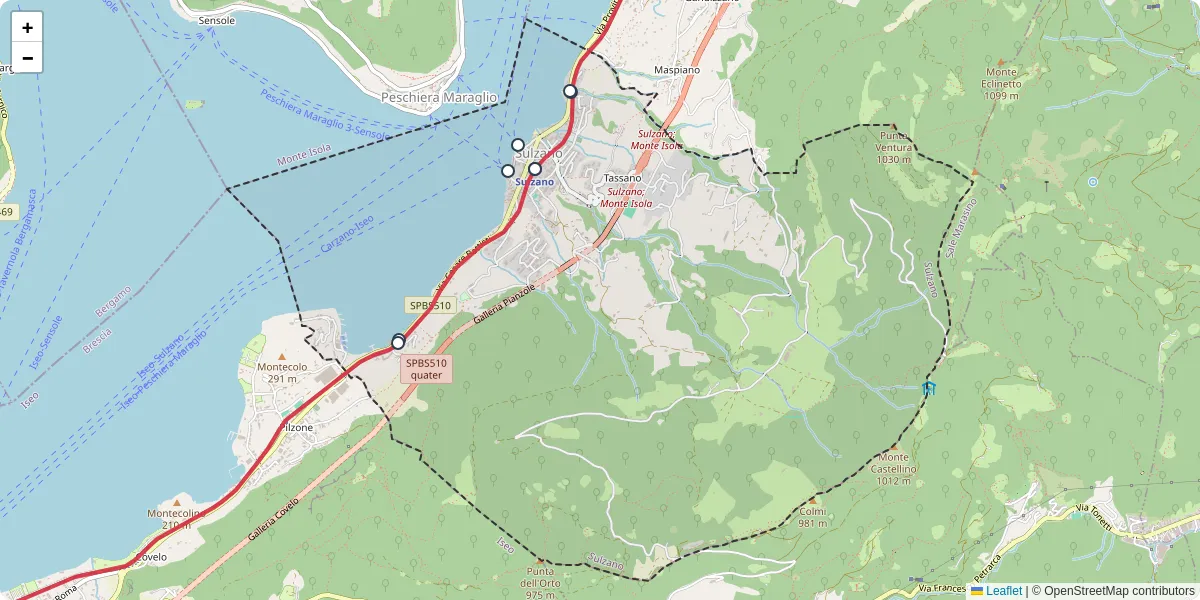 Mappa dettagliata del trasporto pubblico a Sulzano con linee autobus, tram e collegamenti