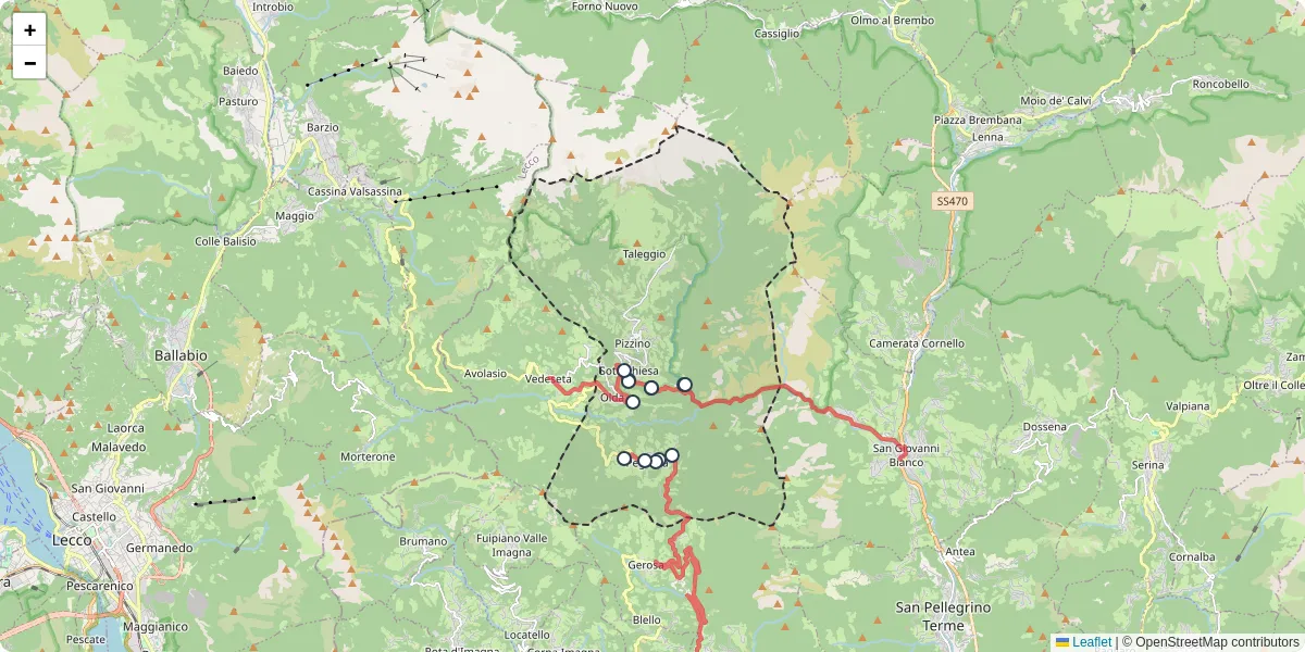 Mappa dettagliata del trasporto pubblico a Taleggio con linee autobus, tram e collegamenti