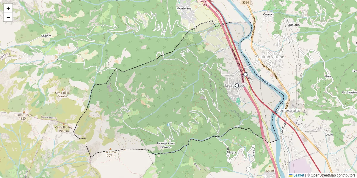Mappa dettagliata del trasporto pubblico a Tavagnasco con linee autobus, tram e collegamenti
