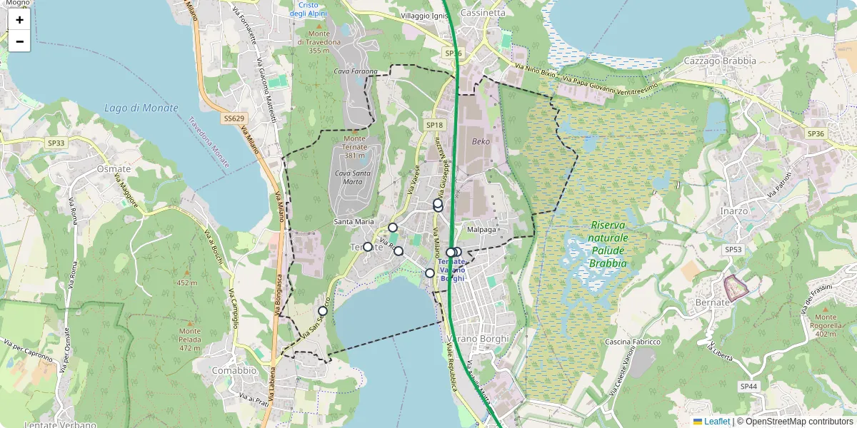 Mappa dettagliata del trasporto pubblico a Ternate con linee autobus, tram e collegamenti