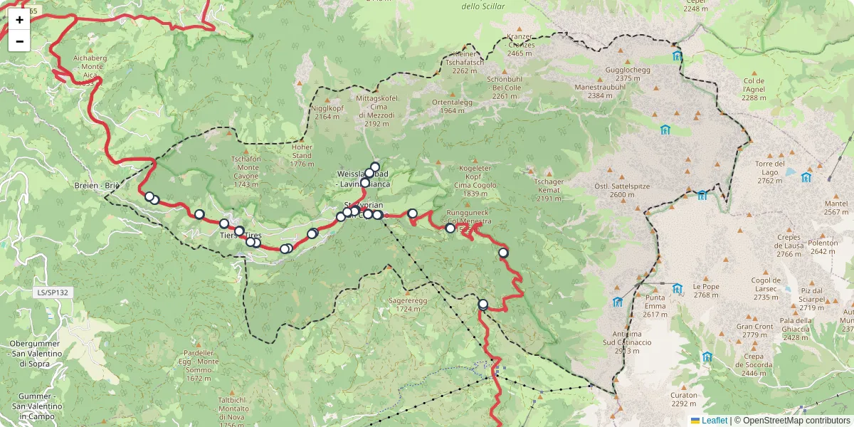 Mappa dettagliata del trasporto pubblico a Tiers - Tires con linee autobus, tram e collegamenti