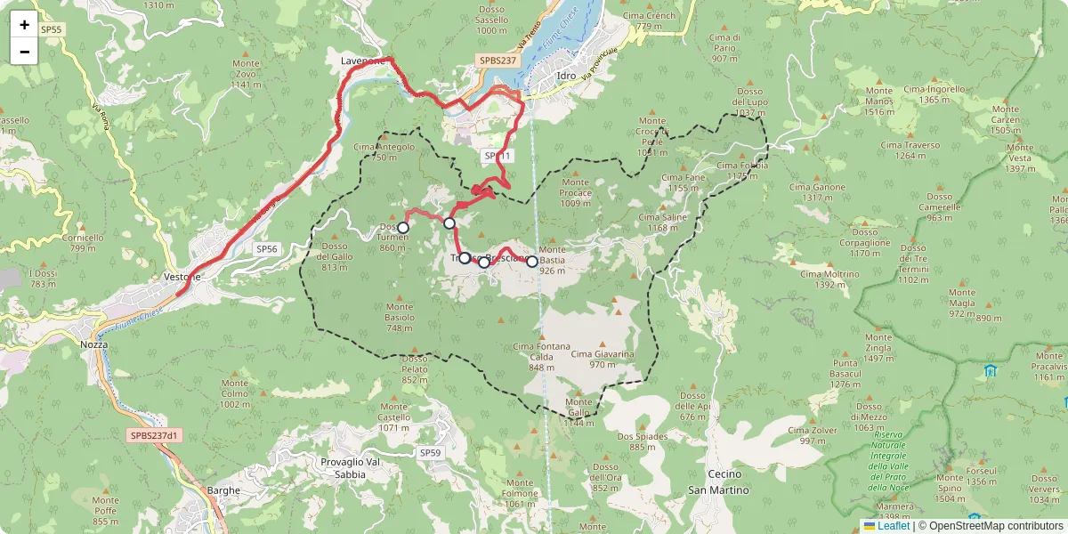 Mappa dettagliata del trasporto pubblico a Treviso Bresciano con linee autobus, tram e collegamenti