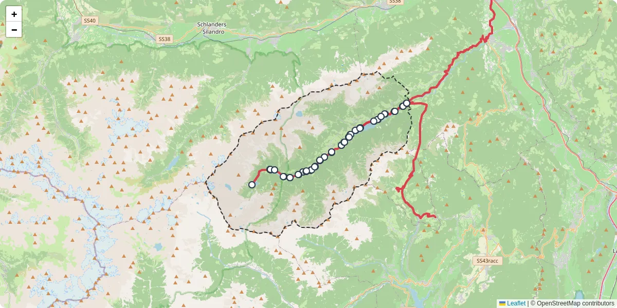 Mappa dettagliata del trasporto pubblico a Ulten - Ultimo con linee autobus, tram e collegamenti