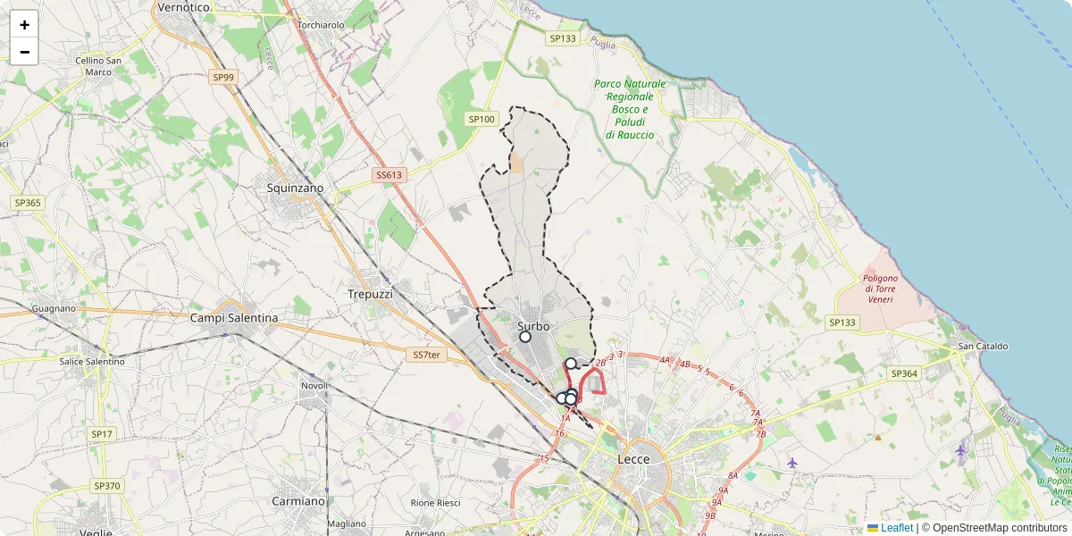 Mappa dettagliata del trasporto pubblico a Unknown con linee autobus, tram e collegamenti