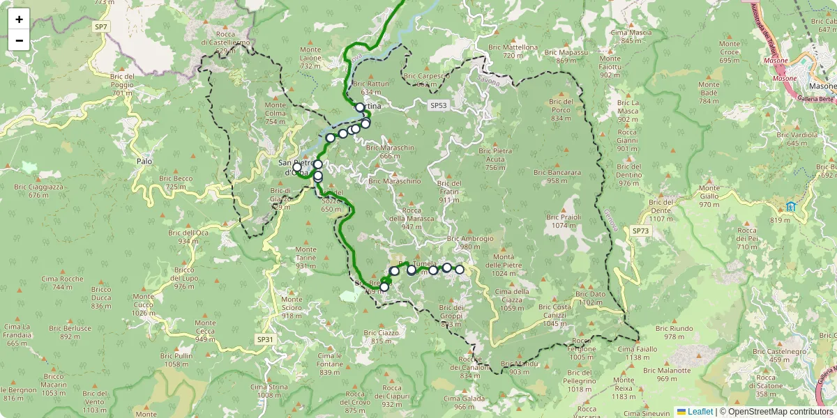 Mappa dettagliata del trasporto pubblico a Urbe con linee autobus, tram e collegamenti