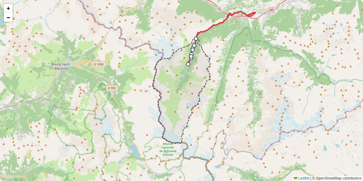 Mappa dettagliata del trasporto pubblico a Valgrisenche con linee autobus, tram e collegamenti