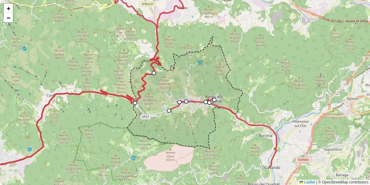 Mappa dettagliata del trasporto pubblico a Vallio Terme con linee autobus, tram e collegamenti