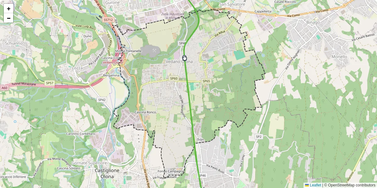 Mappa dettagliata del trasporto pubblico a Vedano Olona con linee autobus, tram e collegamenti