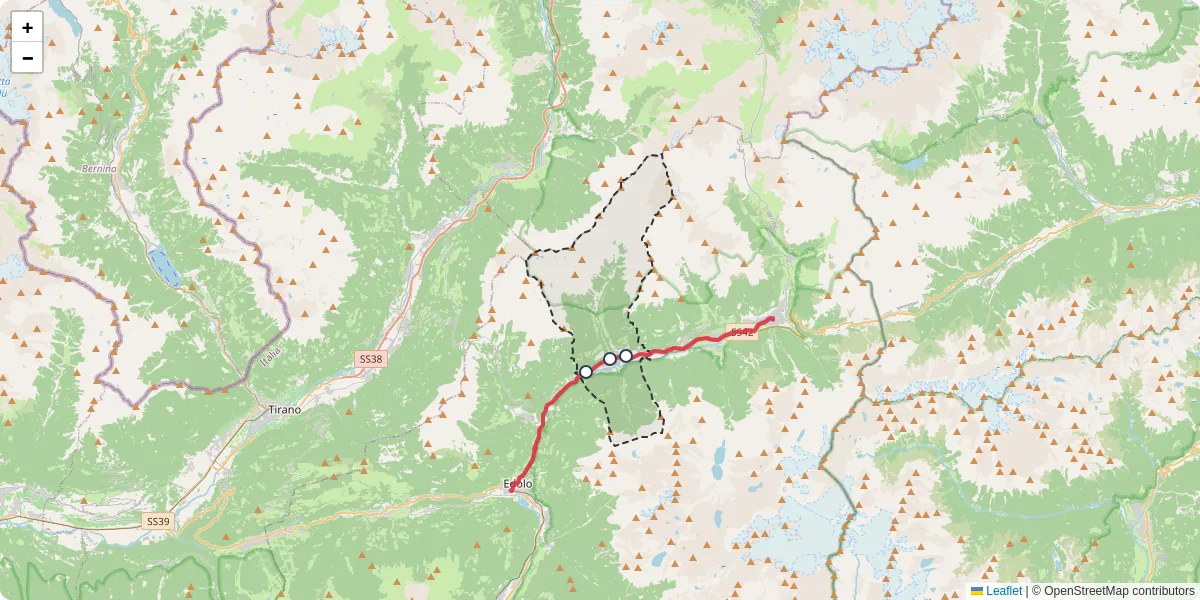 Mappa dettagliata del trasporto pubblico a Vezza d'Oglio con linee autobus, tram e collegamenti