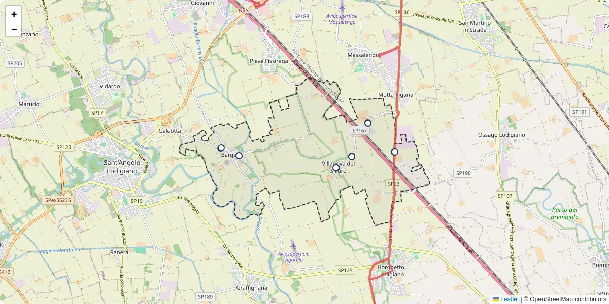 Mappa dettagliata del trasporto pubblico a Villanova del Sillaro con linee autobus, tram e collegamenti