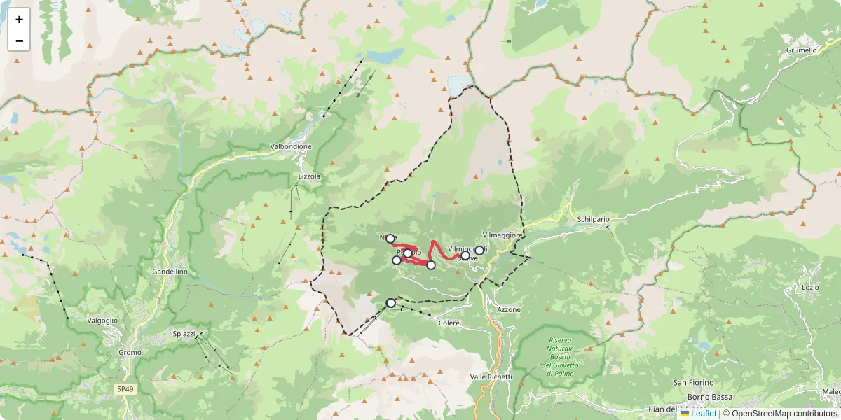 Mappa dettagliata del trasporto pubblico a Vilminore di Scalve con linee autobus, tram e collegamenti
