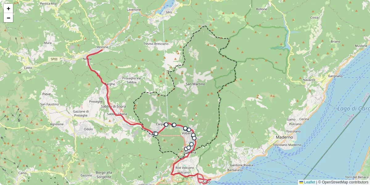 Mappa dettagliata del trasporto pubblico a Vobarno con linee autobus, tram e collegamenti