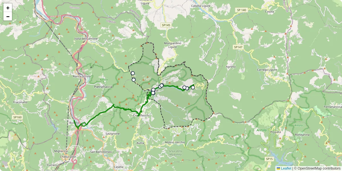 Mappa dettagliata del trasporto pubblico a Vobbia con linee autobus, tram e collegamenti